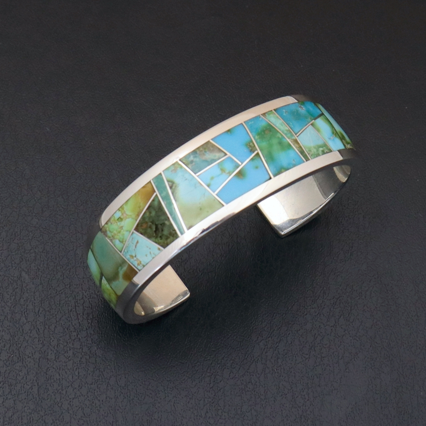 51930 Supersmith / David Rosales Wide Sonoran Gold Turquoise Inlay
