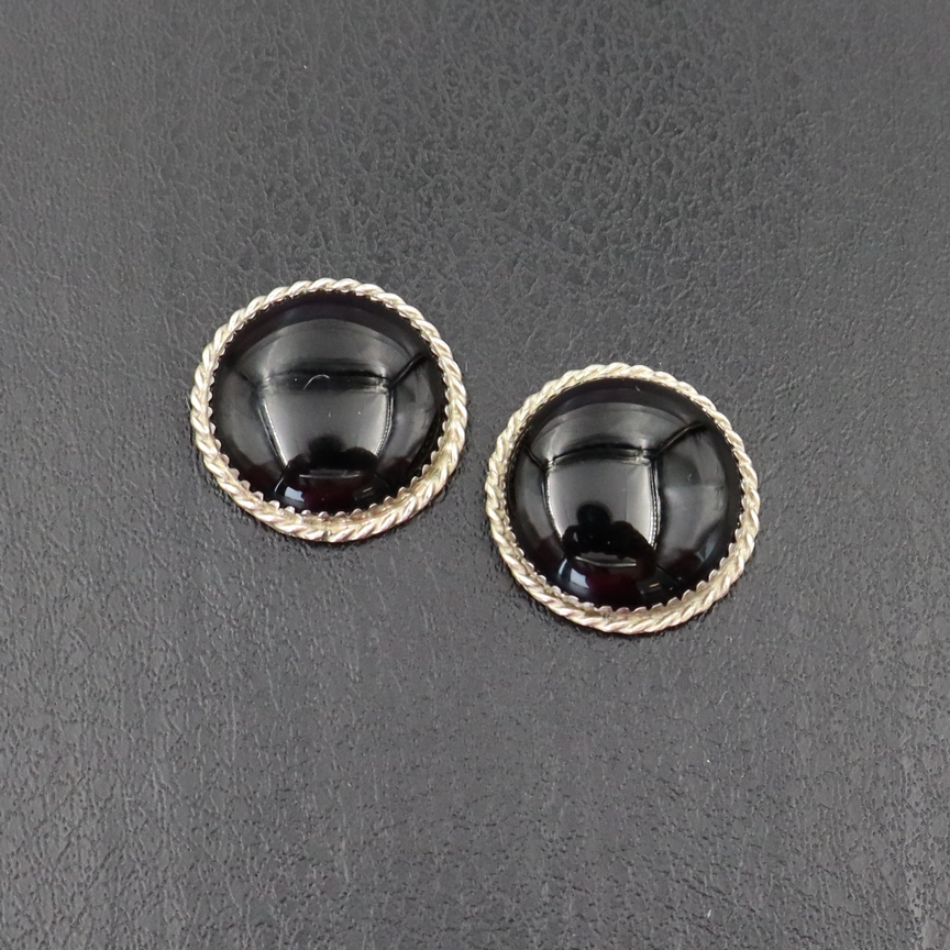 49922 Navajo/Virginia Cadman Round Black Onyx Sterling Silver
