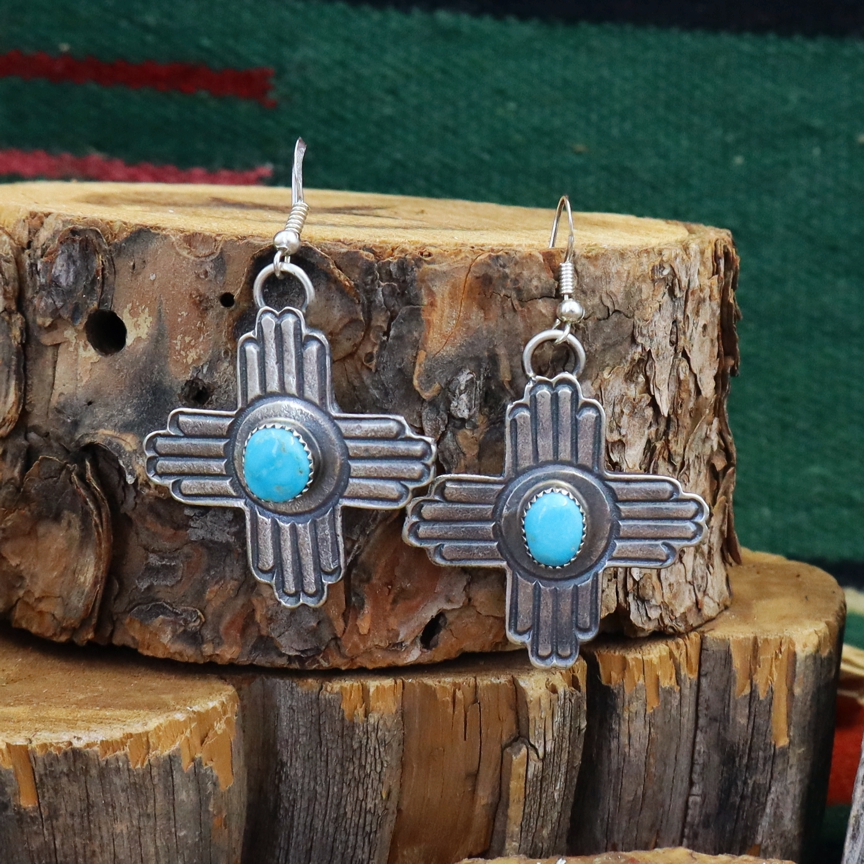 52182 Navajo/Kevin Billah Turquoise Accented Sand-cast Sterling